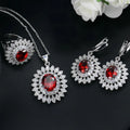 Sunflower zircon jewellery set with white gold plated ball bead necklace, ring and earrings, eight colours