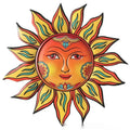 Iron sun face decorative wall hanging in multiple colour options for indoor living room or garden display