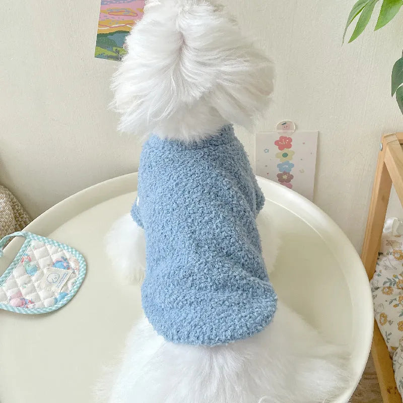 A brown double-sided cloud velvet thickened jacket for a small dog, shown from the side.