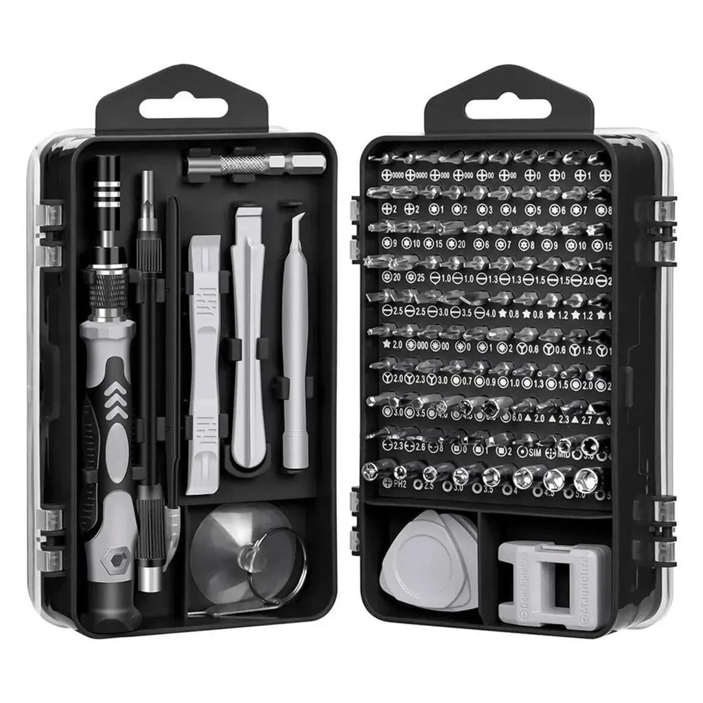 115 in 1 precision screwdriver set with magnetic bits, anti-rust metal, ergonomic handle, and storage case