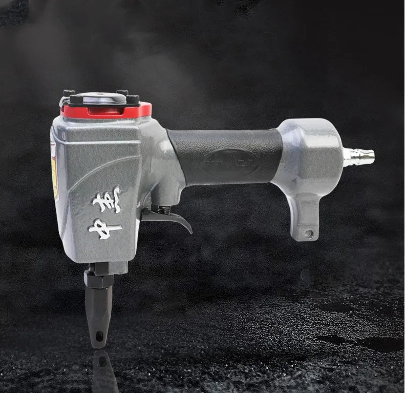 DK30 air-powered metal sheet punching gun for fabric hole creation.