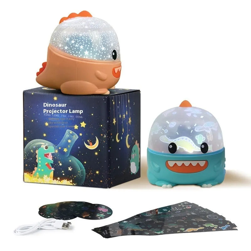 Dinosaur projection lamp star light with USB power and music box in pink colour variant