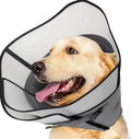 A grey adjustable polyester pet sterilization collar ring, shown in single-layer style.