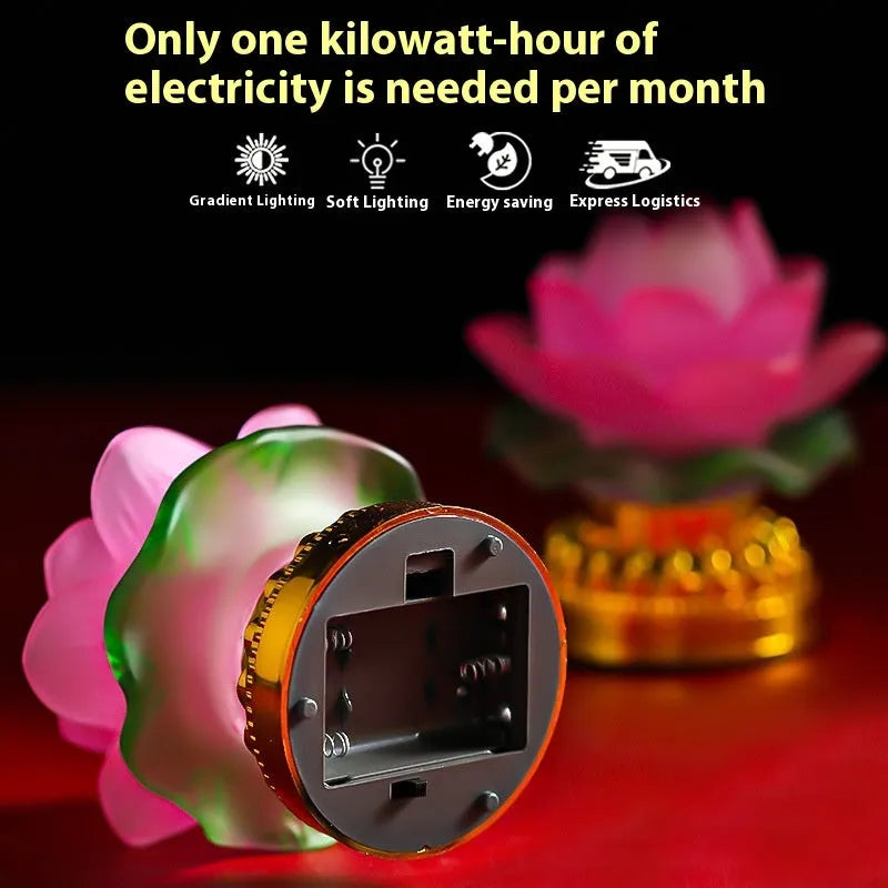 Chinese style Buddha lotus lamp in yellow ABS plastic for household decoration
