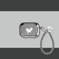 Electroplated solid colour heart pendant design TPU case for AirPods with a carrying chain attached