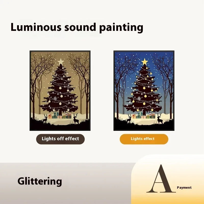 Luminous speaker Christmas tree painting Bluetooth speaker 18x24cm aluminium alloy frame shiny colour USB night light