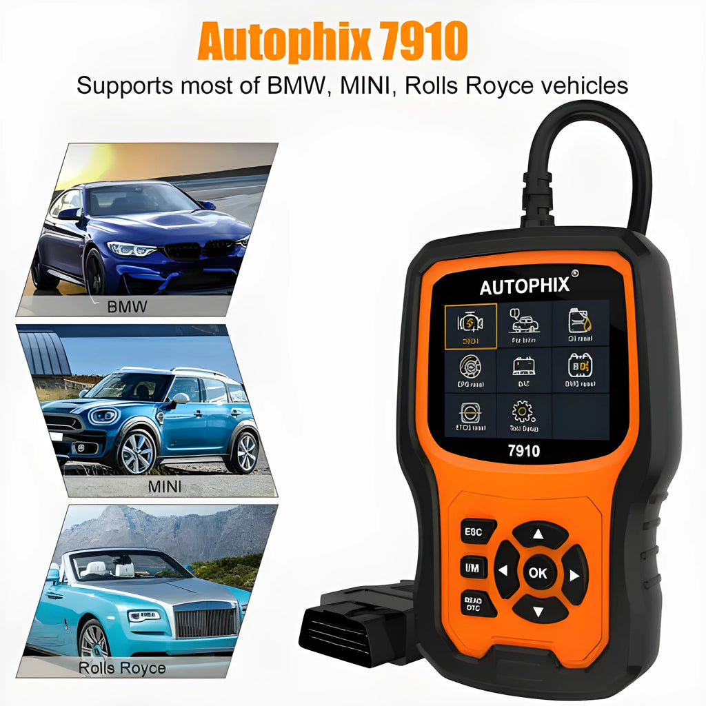 Autophix 7910 handheld automotive diagnostic scanner and OBD2 fault code reader.