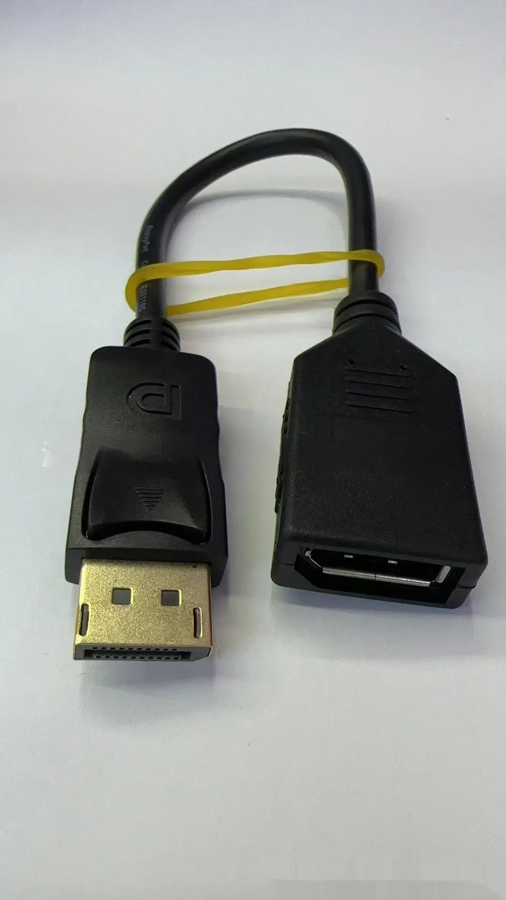 Black DisplayPort DP male to female extension cable adapter approximately 10cm long