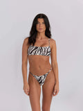 Women's striped banded bikini swimwear set with chest wrap and briefs styling