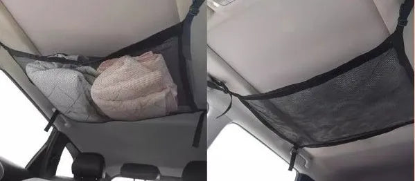 Black hanging car storage bag with double-layer mesh top, non-woven fabric, 60x80cm drawstring version
