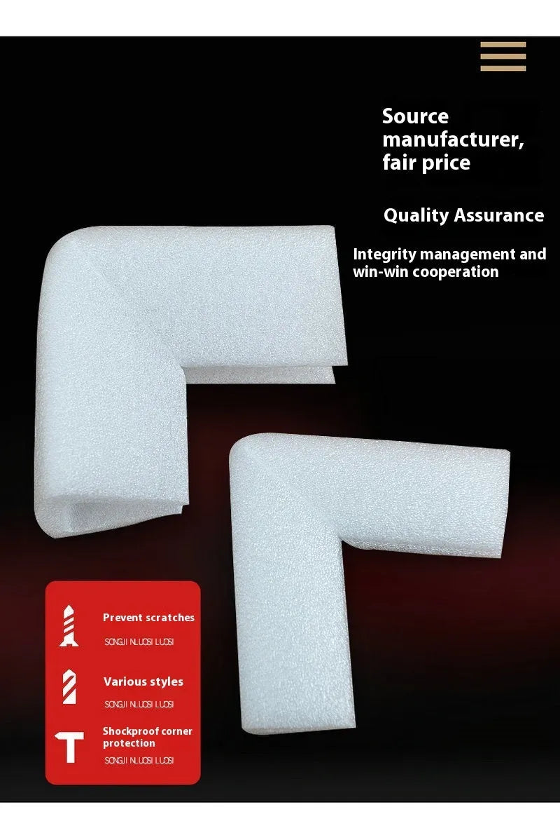 Clear EPE pearl cotton corner protectors U10 style 10mm slot, pack of 800, for furniture and wall edges.