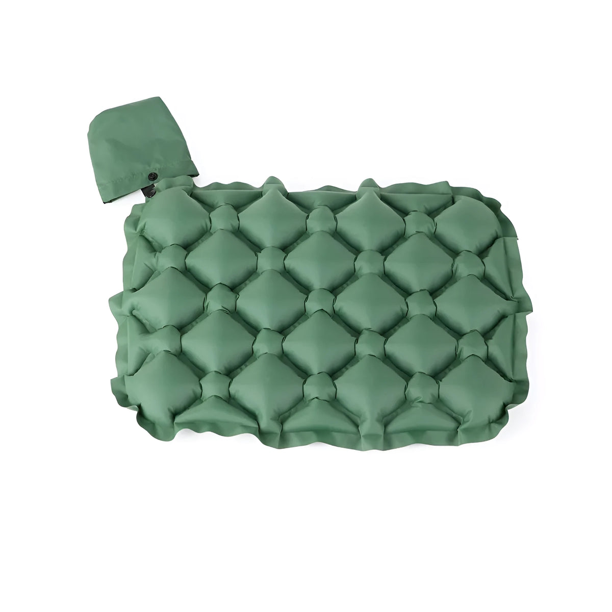 Inflatable camping cushion in black, 44x34x5cm, made from 40D nylon TPU, waterproof travel seat pad.