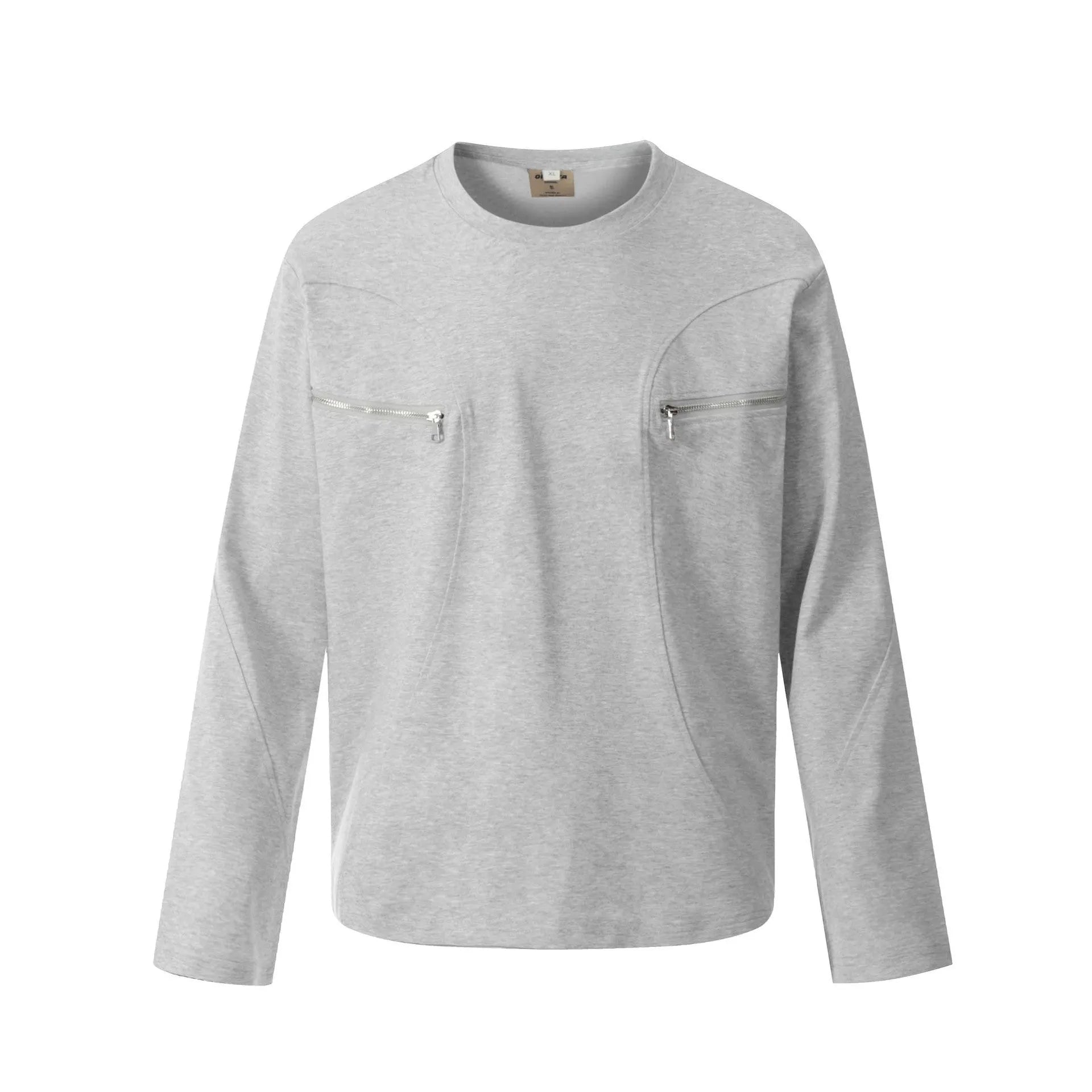 Men's cotton pullover sweatshirt with long sleeves in loose retro design showing black and floral grey colour options