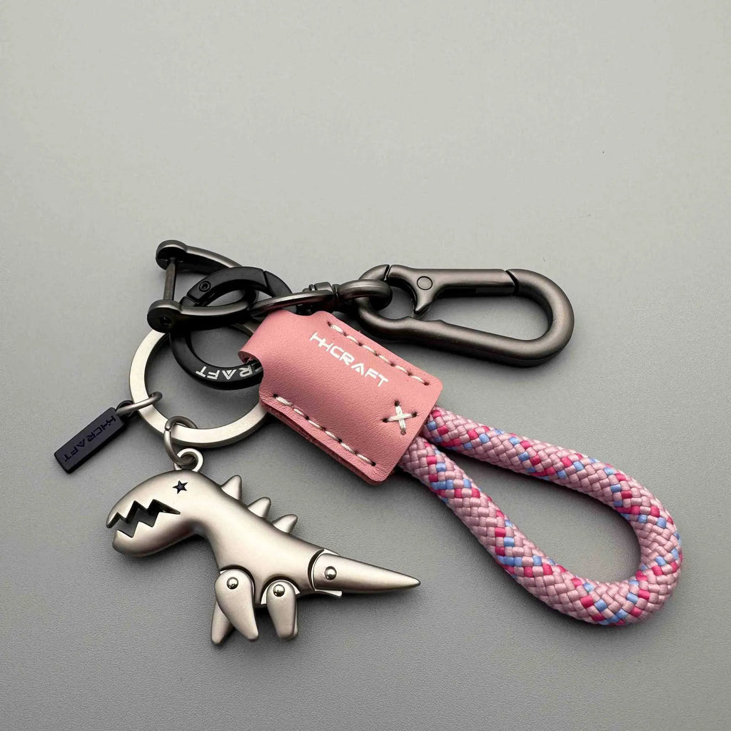 Cute cartoon little dinosaur keychain pendant in zinc alloy on schoolbag keyring