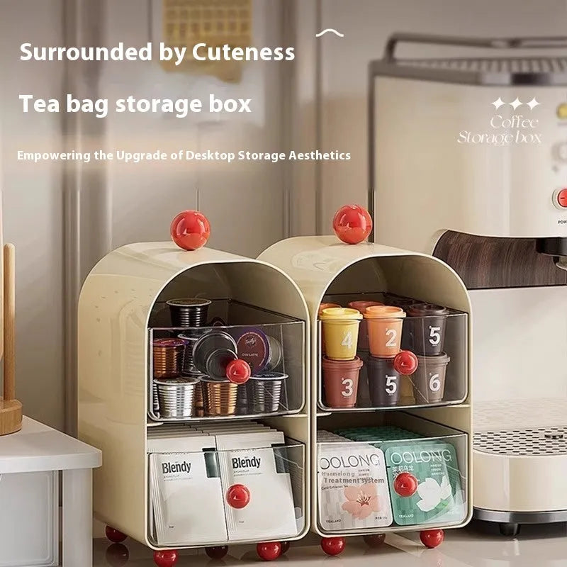 Transparent large capacity plastic drawer storage box in Milky White Red for office use