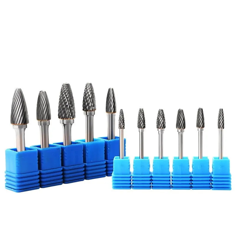 Tungsten steel alloy rotary file with F-shaped cutter for grinding engraving and milling applications