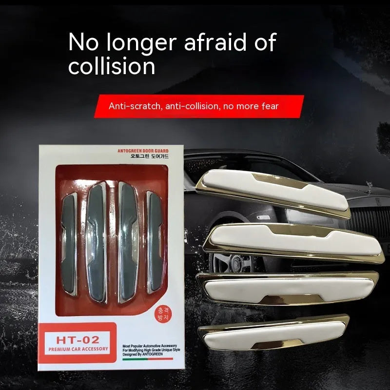 Black silicone car door side bumper protection strips, four-piece set