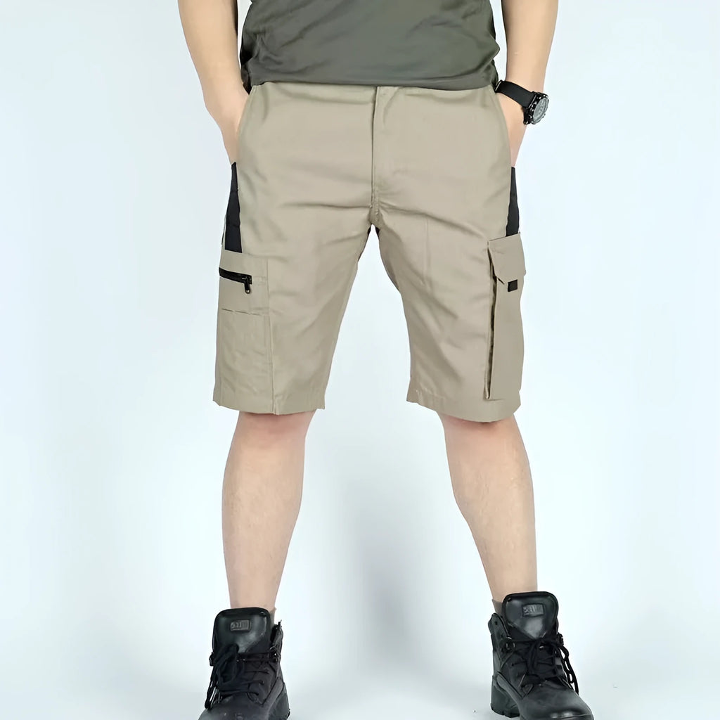 Beetle elastic waist multifunctional camouflage shorts shown in dark night camouflage pattern