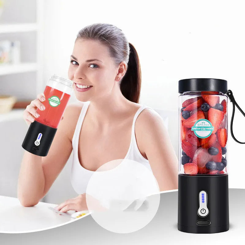 Portable hand blender with 530ml cup in black, white, blue, or rose red colour options