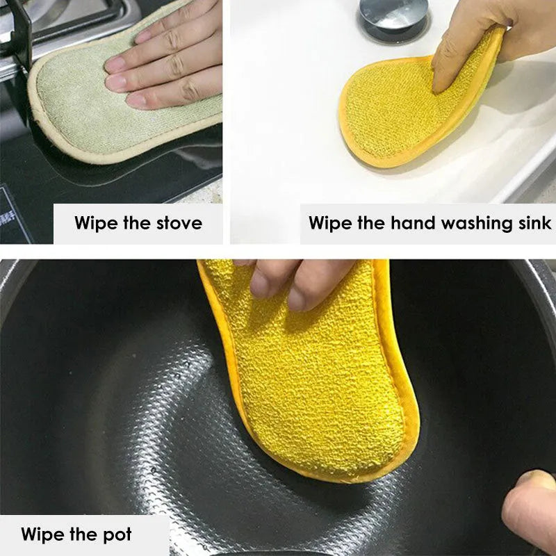Double-sided kitchen cleaning sponge set 10PCS with scrub and absorbent sides for dish washing and pot cleaning