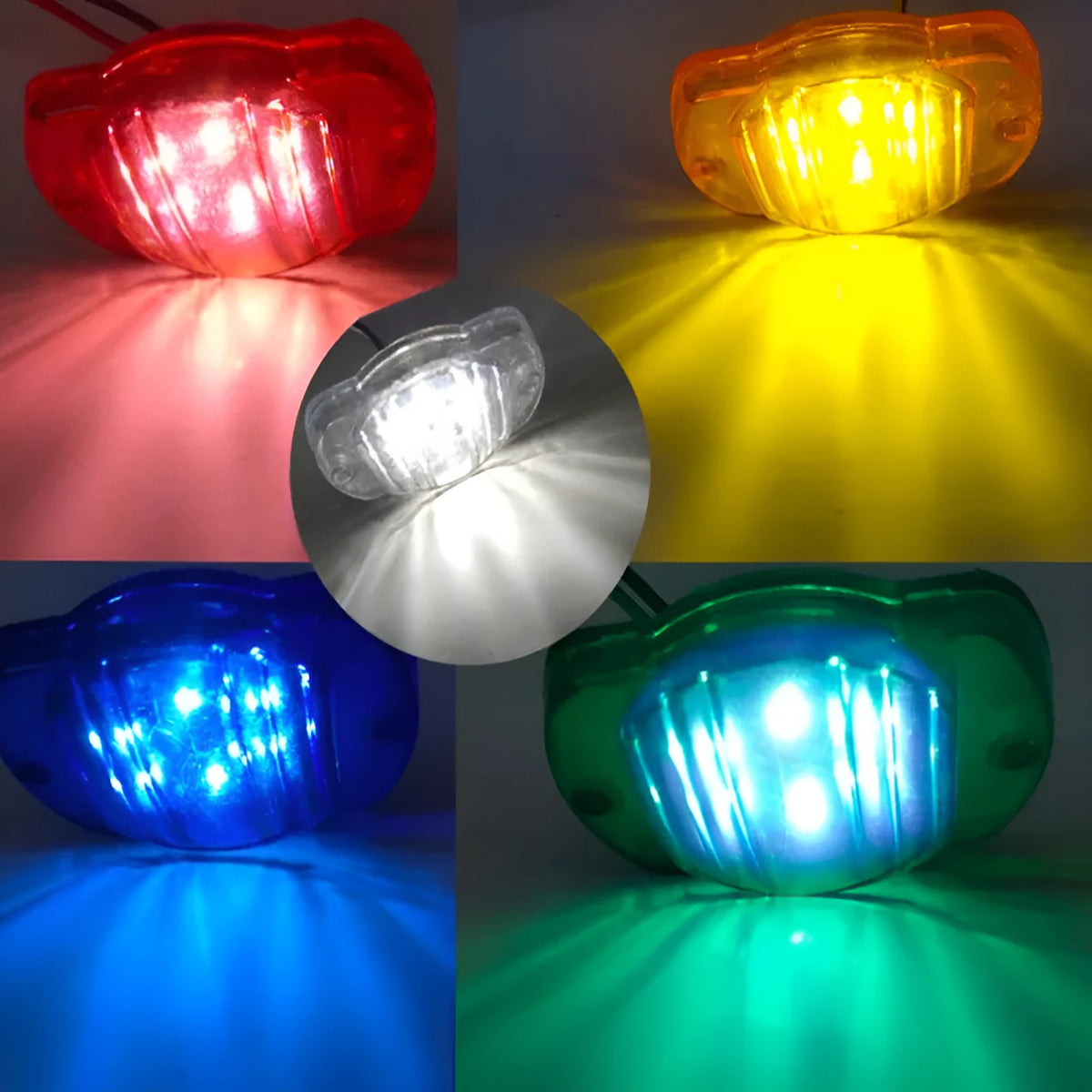 Round LED signal light for truck trailer boat, 12V 24V, available in red yellow white blue green