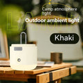 Compact USB rechargeable camping lantern in Misty White, 75x85mm, on outdoor background