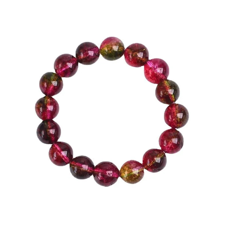 Handmade women's watermelon crystal bracelet in pastoral style showing size options