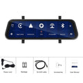 9.66-inch touchscreen car dashboard camera mirror showing video display and smartphone interface