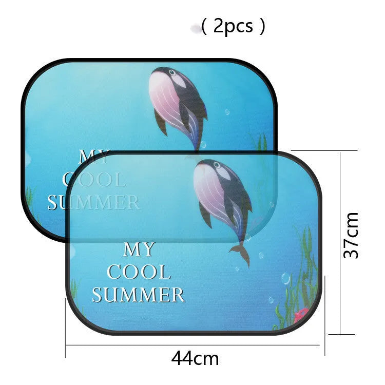 Electrostatic adsorption car sunshade pair with animal designs for side window sun protection