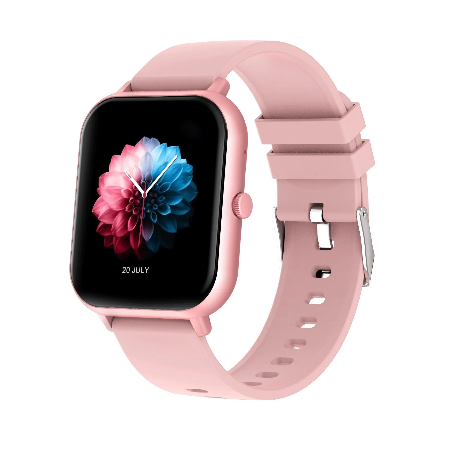 Bluetooth smart watch with AI voice control and heart rate monitor on wrist, shown in black colour.
