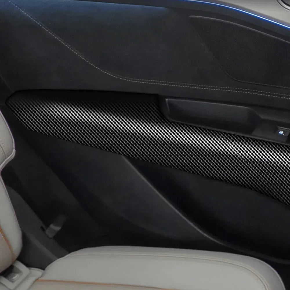 Car door anti-collision strip with carbon fiber pattern in multiple width and length options