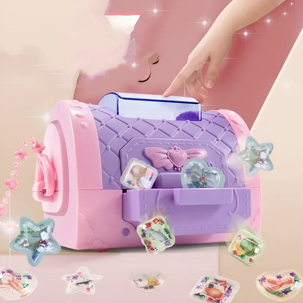 Girls' 3D magic sticker maker set in a colour box, plastic educational toy for ages 7-14.