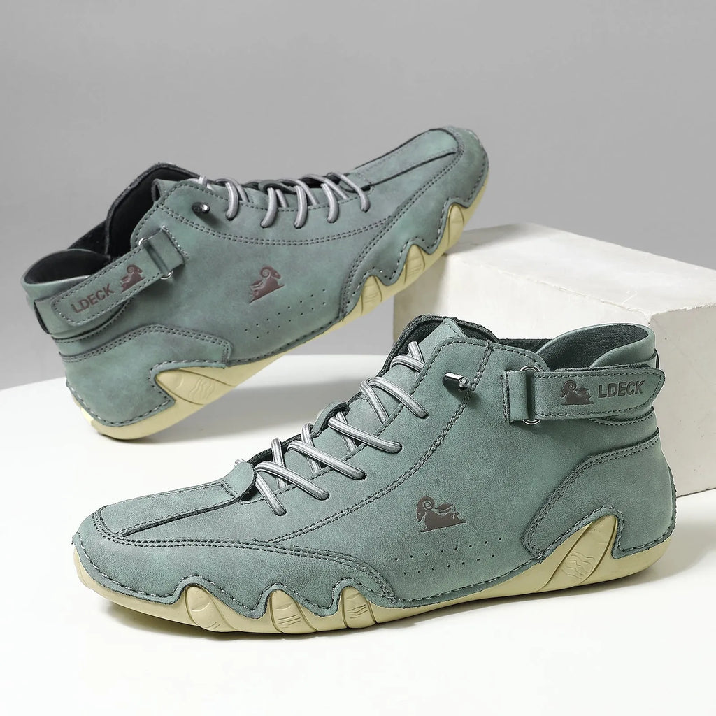 Octopus men's high-top casual shoes in khaki with a microfibre upper and rubber sole.