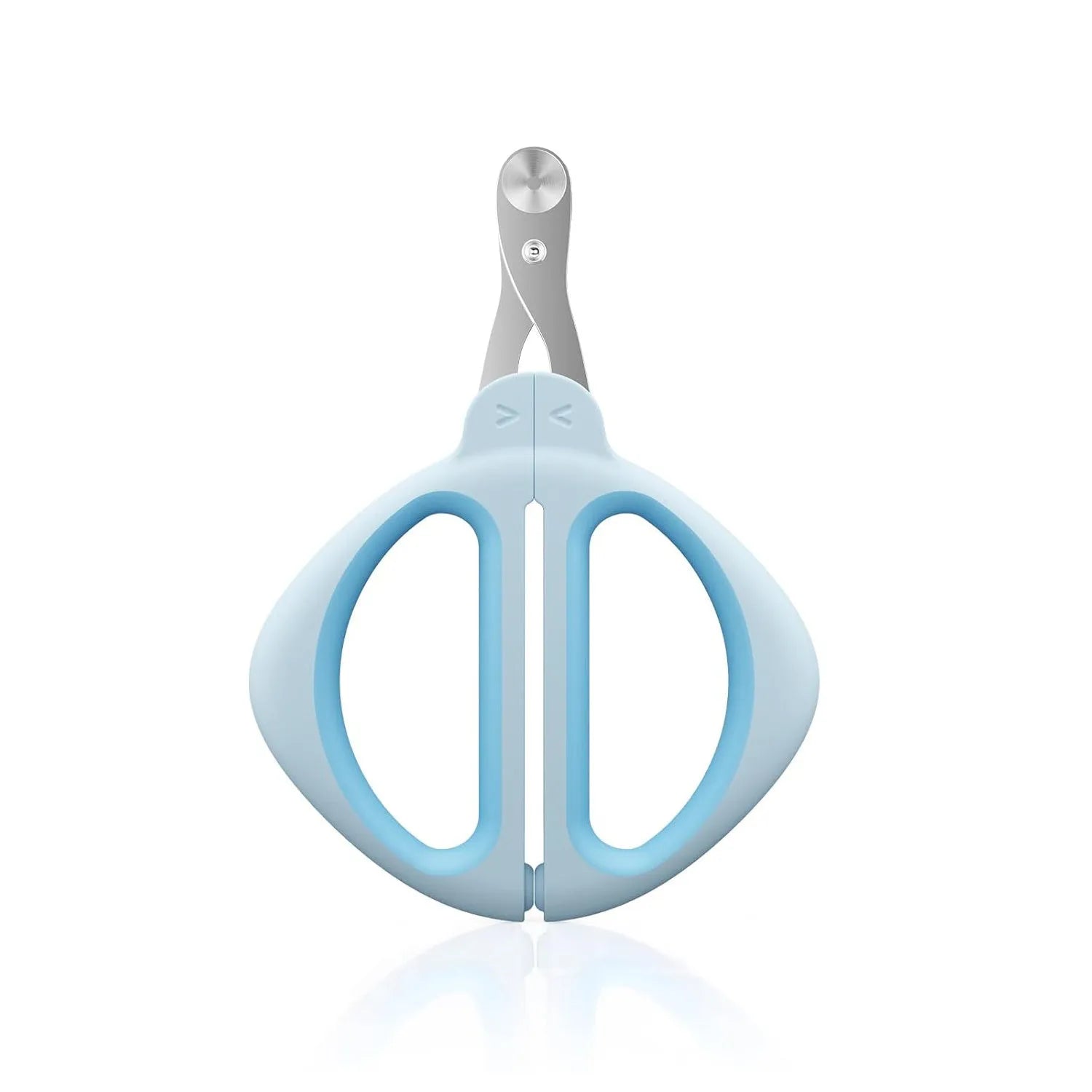 Cat nail clipper with positioning hole design and non-slip handle in blue or pink