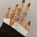 Butterfly and snake alloy ring set for women with retro geometric styling and multiple style options