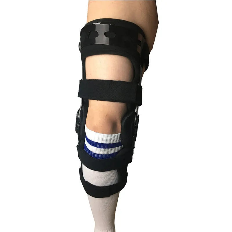Black anterior ligament knee pad supporter showing left and right size options.