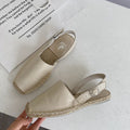 Women's Baotou style flat sandals in retro fisherman design with canvas upper and soft leather accents