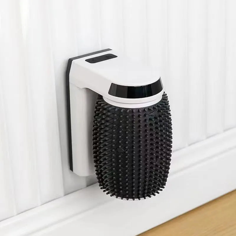 White automatic cat self groomer wall corner brush with USB cable