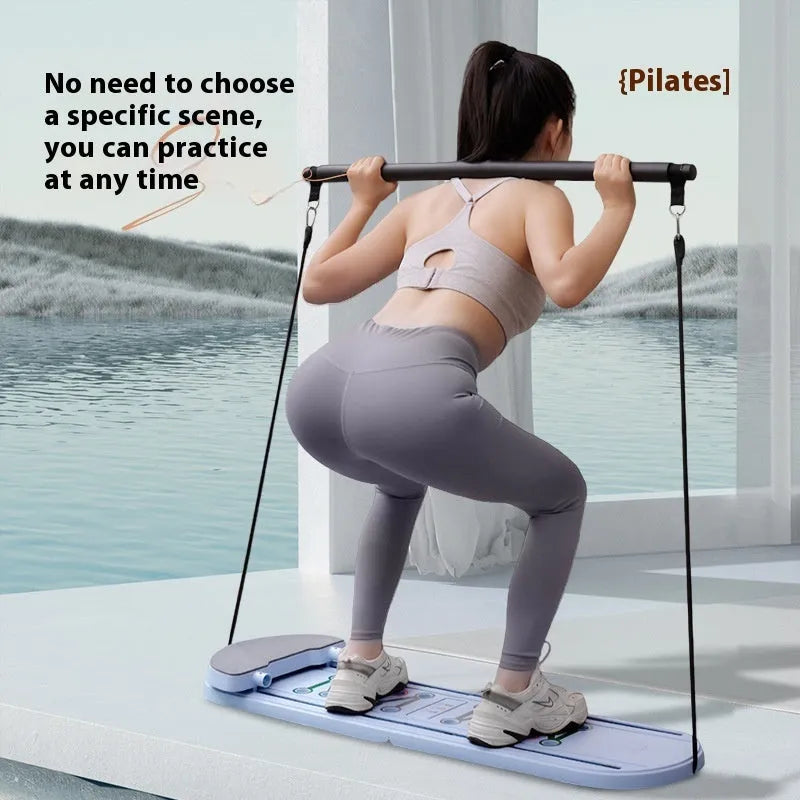 Multifunctional foldable supine board in glacier gray with smart APP for home ab and shoulder workouts