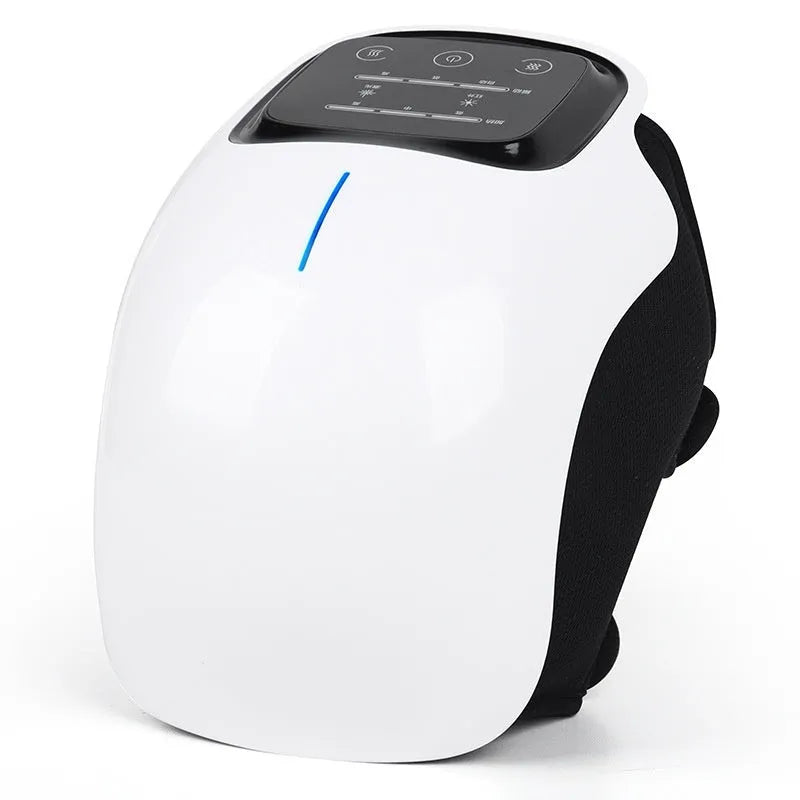 White LCD smart electric heating knee massager with infrared constant temperature heat therapy for legs