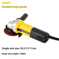 125mm household angle grinder with 1050W motor, 11000 RPM cut-in speed, and 14mm spindle for cutting and polishing.
