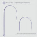 Blue cat teaser stick with silicone mouse tail extended to 80cm length beside pink version