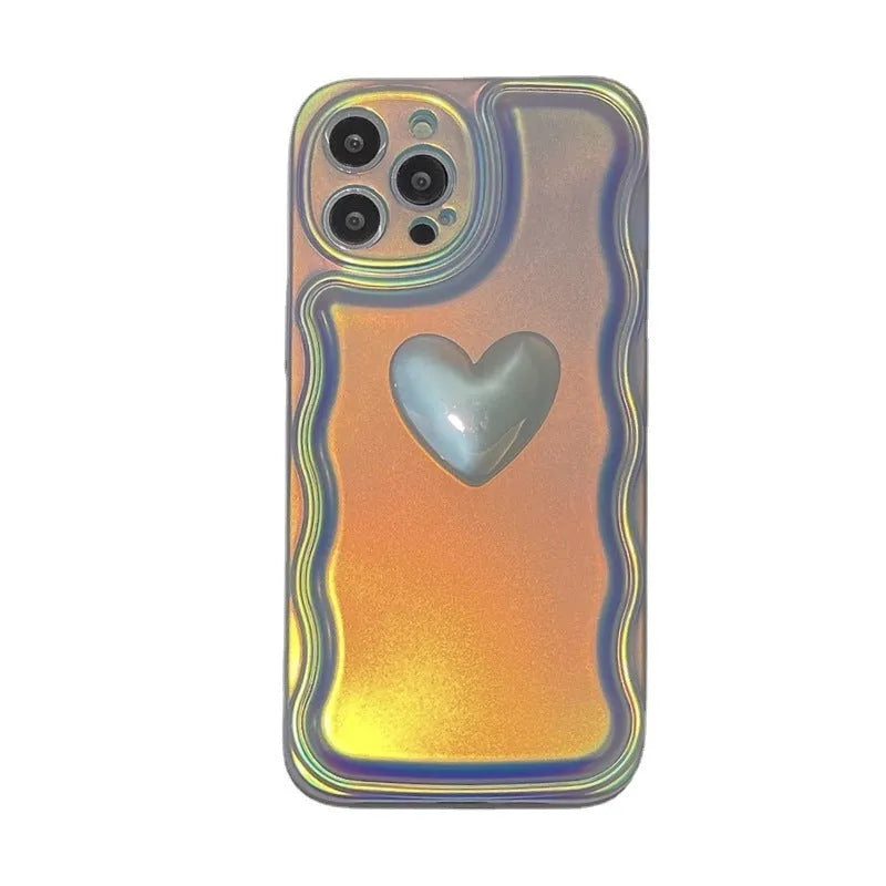 Super Fairy Laser Heart 3D silicone mobile phone case with laser love design for iPhone