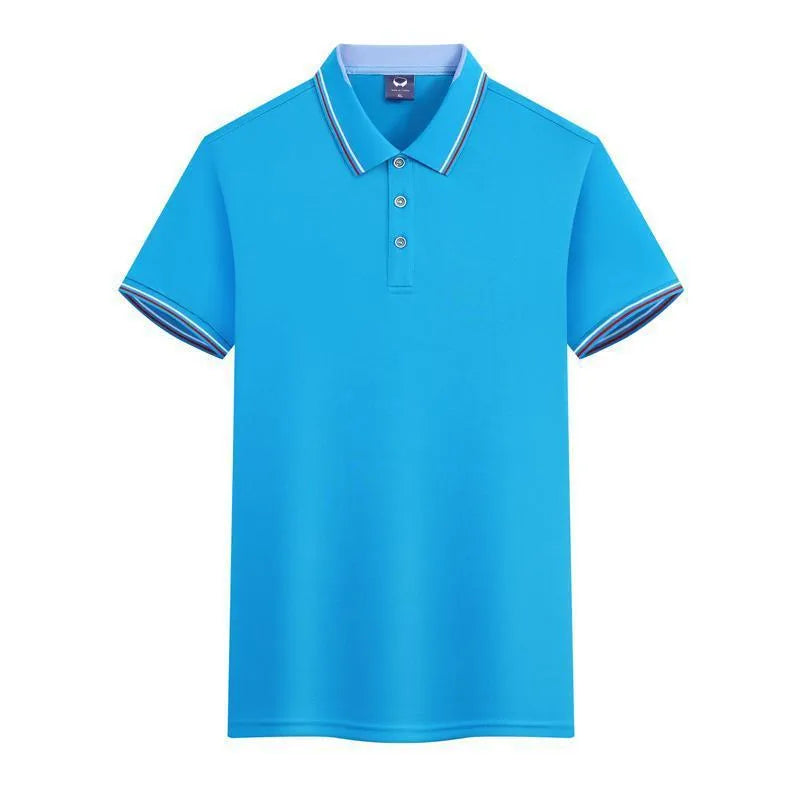 Men's slim fit ice silk quick-dry polo shirt in royal blue colour with short sleeves for workwear