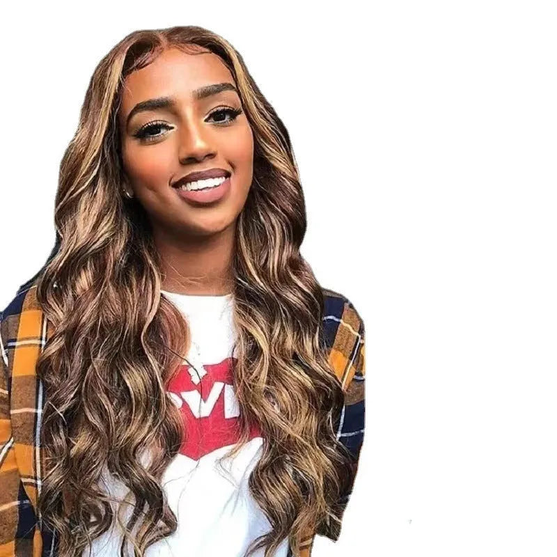 Front lace wig with African black gradient colour and big wave styling on mannequin head