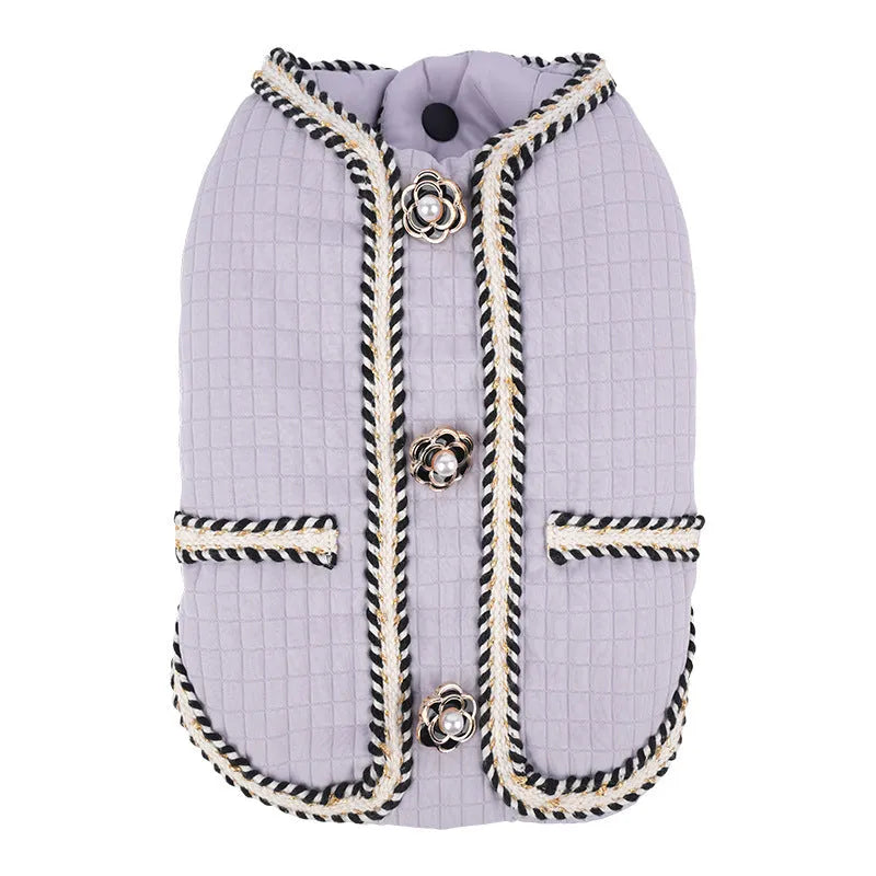 Quilted polyester pet coat in cartoon style for autumn and winter warmth