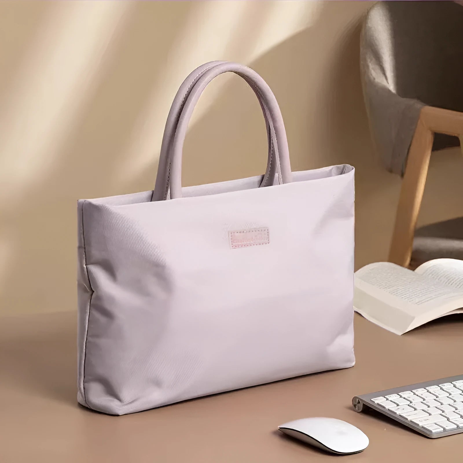 Solid colour lightweight women's laptop bag in Oxford cloth, black colour, urban simplicity style
