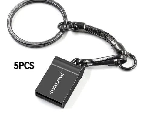 Metal USB flash drive with necklace chain attachment in black or silver colours