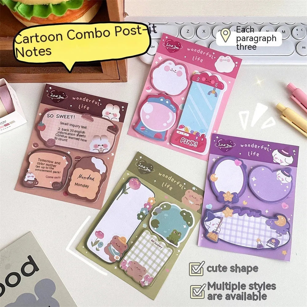 Cartoon combination sticky notes 60 pages special-shaped stickers 10x13cm paper notepad