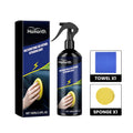 Car interior retreading agent kit with yellow sponge and towel for dashboard and plastic trim cleaning